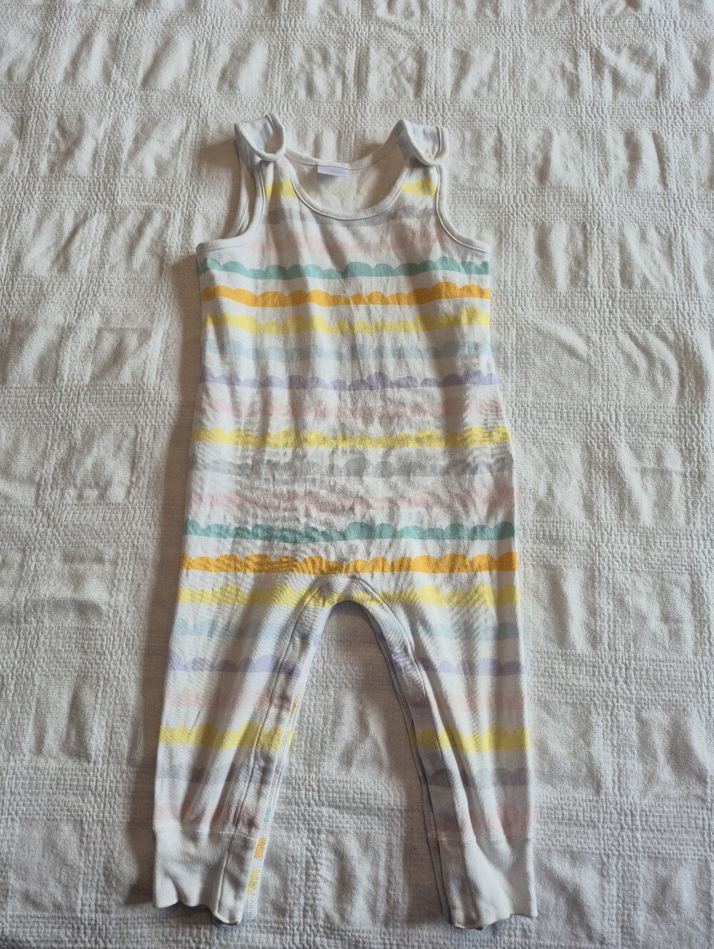 Hanna Andersson girls 85 or 2T romperall white with multi colored rows